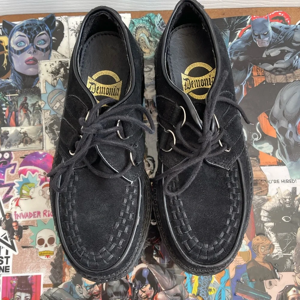 Demonia Black Platform Creeper Shoes with POCKET